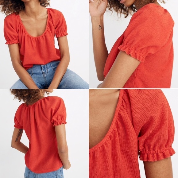 Madewell Texture Thread Peasant Top red relax boho fit new with tags women’s xxs - Picture 1 of 8